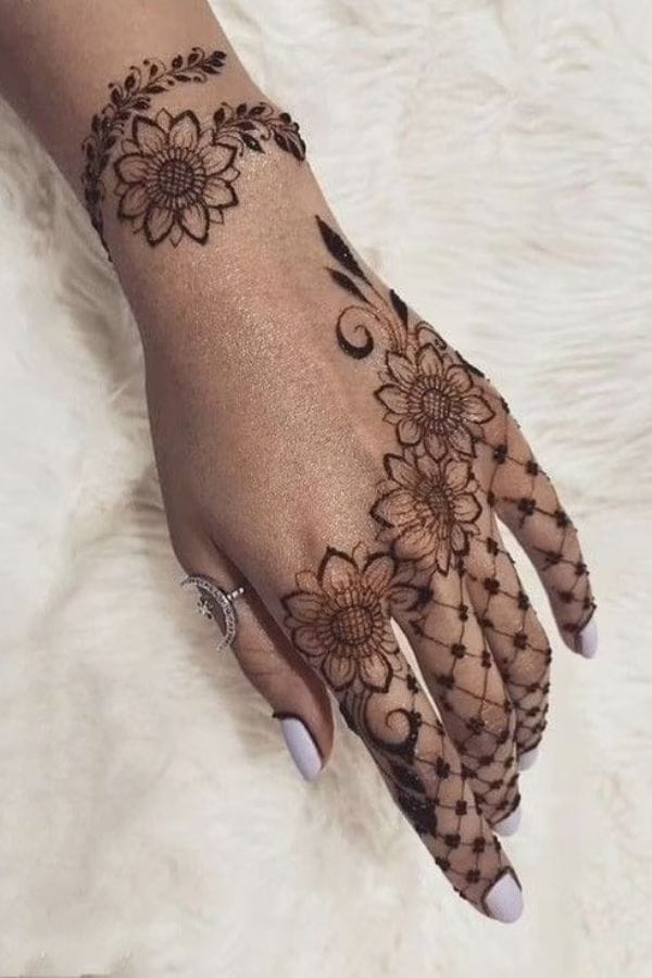 Simple Arabic Mehndi Designs for the Back Hand (2)