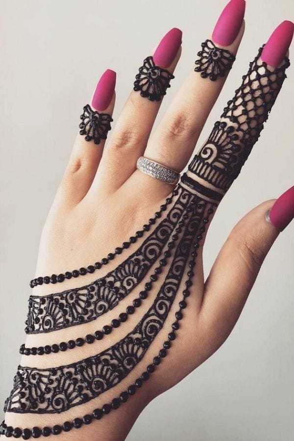 Simple Arabic Mehndi Designs for the Back Hand (6)