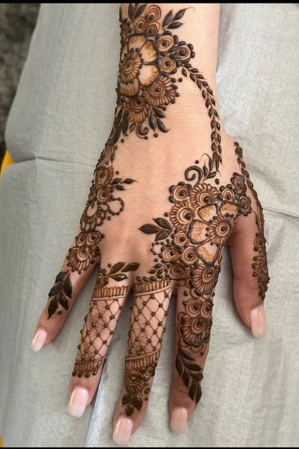 Simple Arabic Mehndi Designs for the Back Hand (8)